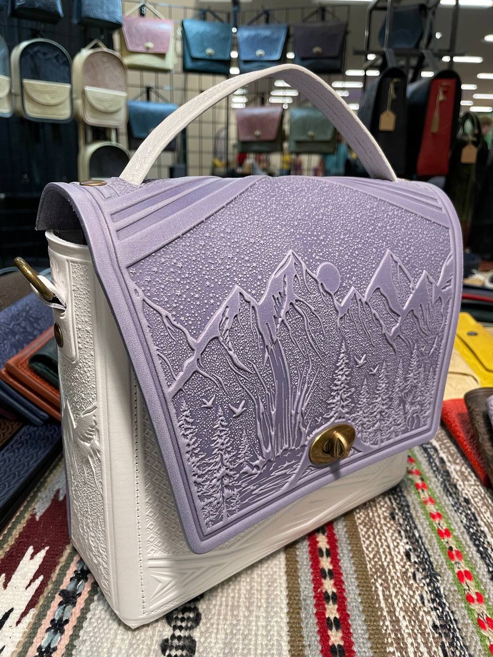 Montia Crossbody Purse Handbag Lavender White