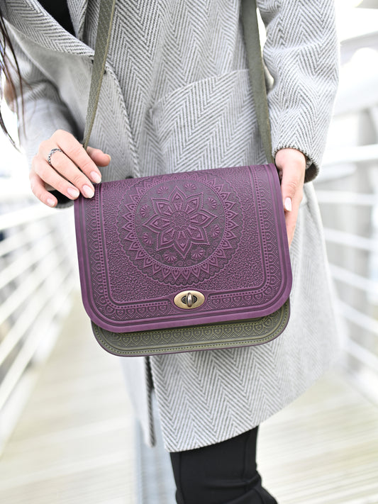 Helianthus - Crossbody Purse | Handbag | Purple - Olive