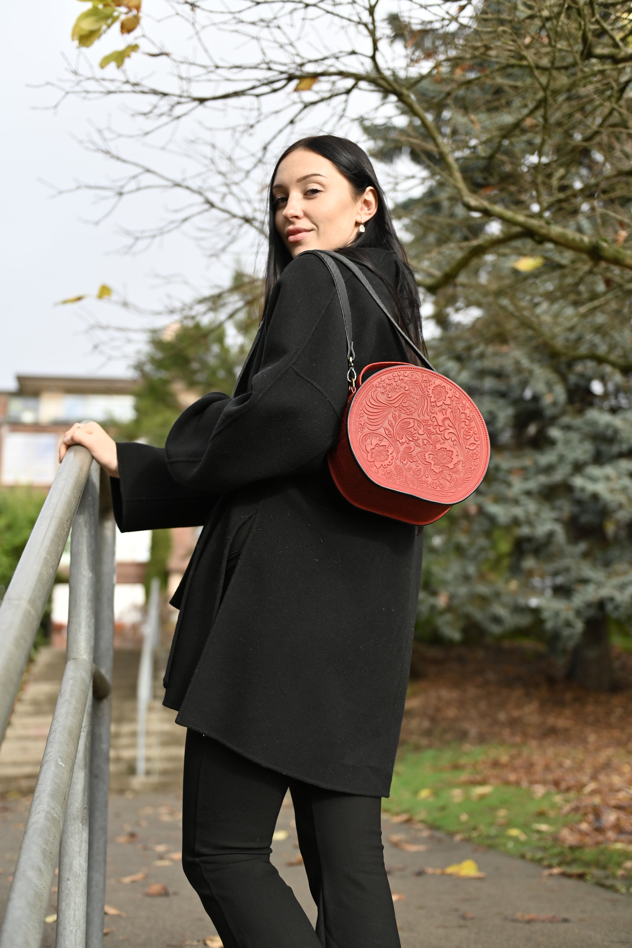 Iris Crossbody Purse Handbag Red FAINA Leather