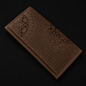 Brown leather wallet with intricate patterns on a black background
